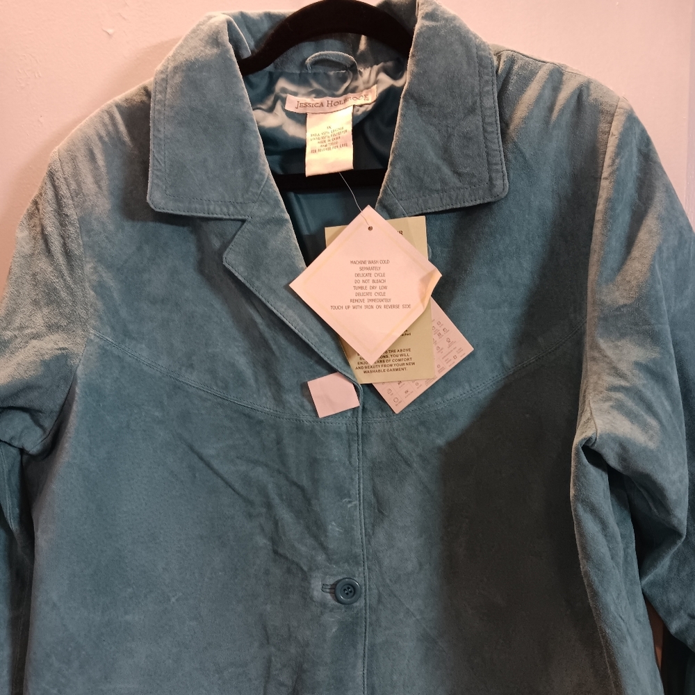 Women's Teal Jessica Holbrook Leather, Jacket Blazer